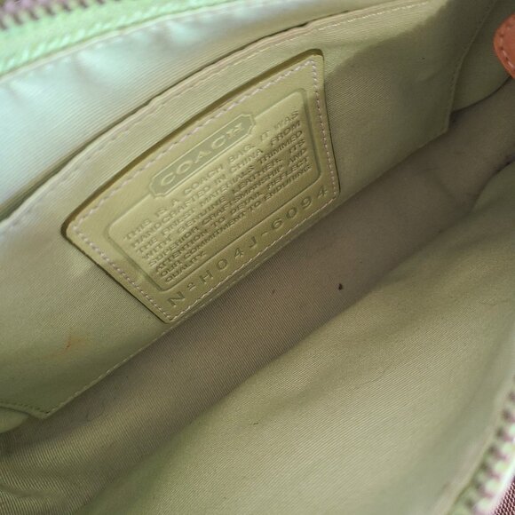 Coach Y2K Demi Baguette Bag Wristlet Signature Monogram Yellow Leather Trim 6094 - Picture 10 of 10